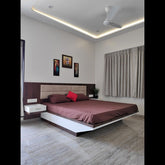 Trueliving  Sleigh Dark bed Laminated Finish & PU Finish 6Ft *6Ft *1Ft